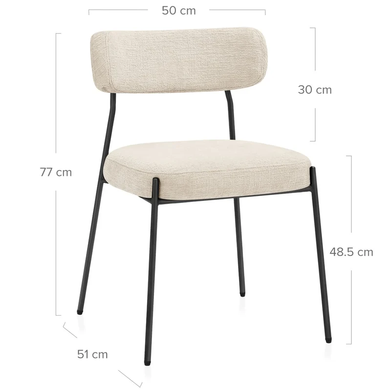 Chaise Tissu - Diana Crème