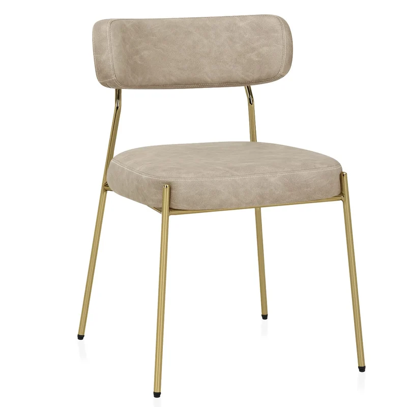 Chaise Faux Cuir Or - Diana Or Taupe