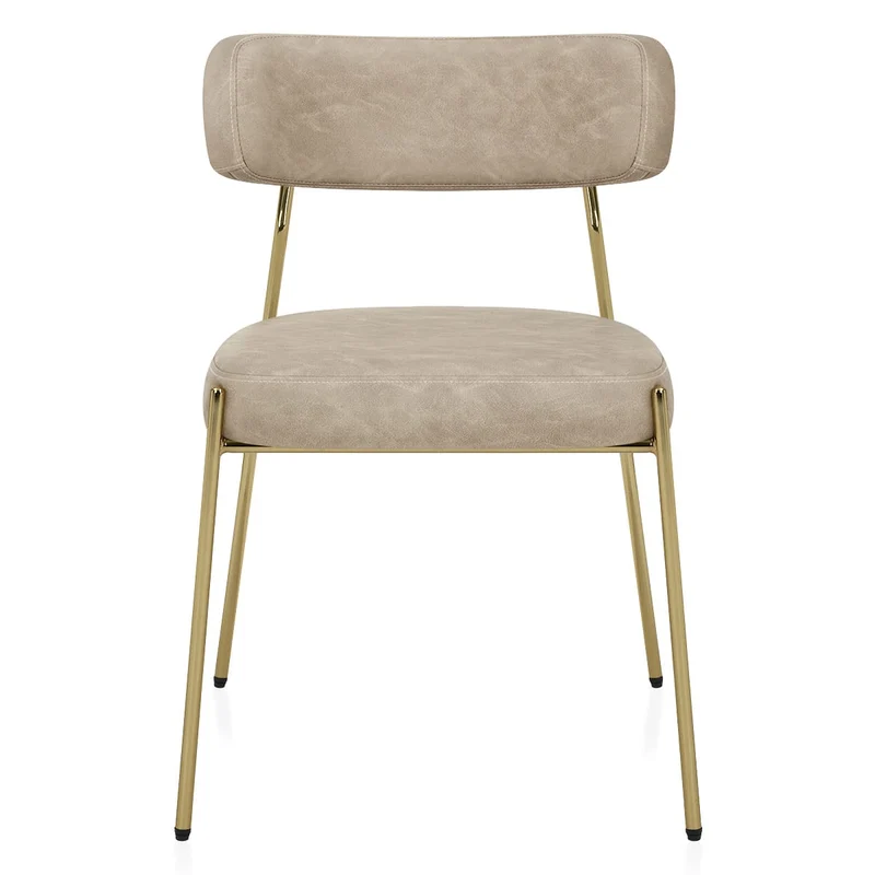 Chaise Faux Cuir Or - Diana Or Taupe