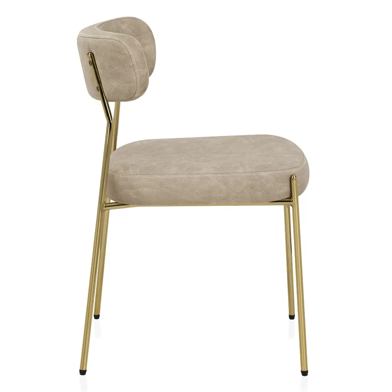 Chaise Faux Cuir Or - Diana Or Taupe