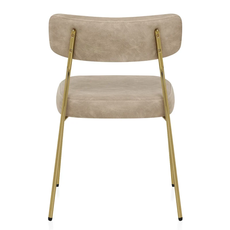Chaise Faux Cuir Or - Diana Or Taupe