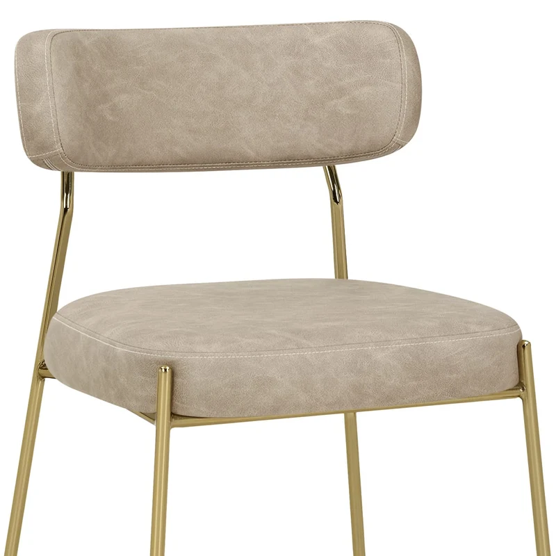 Chaise Faux Cuir Or - Diana Or Taupe