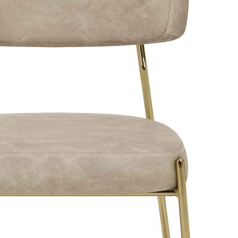 Chaise Faux Cuir Or - Diana Or Taupe