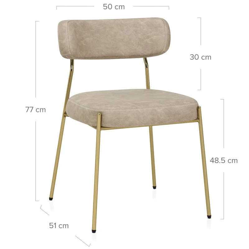 Chaise Faux Cuir Or - Diana Or Taupe
