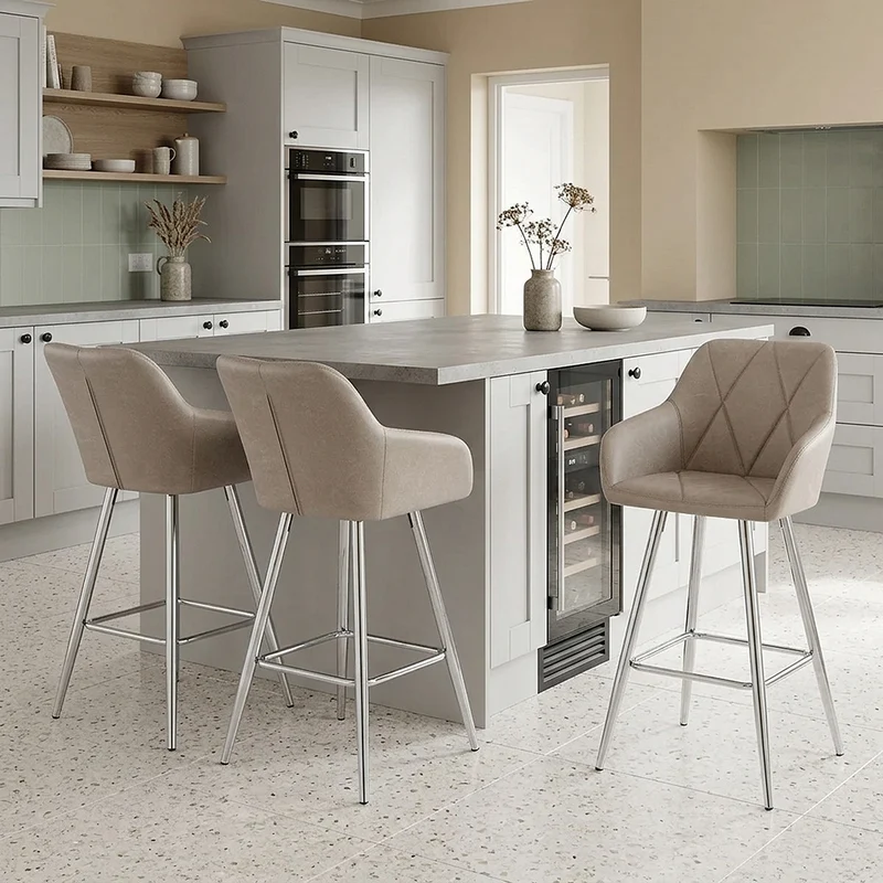 Tabouret de Bar Faux Cuir Antique - Mason Taupe