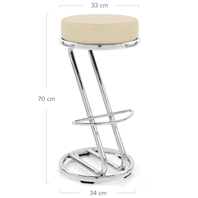 Tabouret Faux Cuir Chrome - Zaza Crème