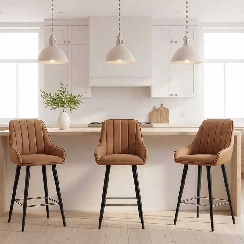 Tabouret de Bar Faux Cuir - Rosa Marron