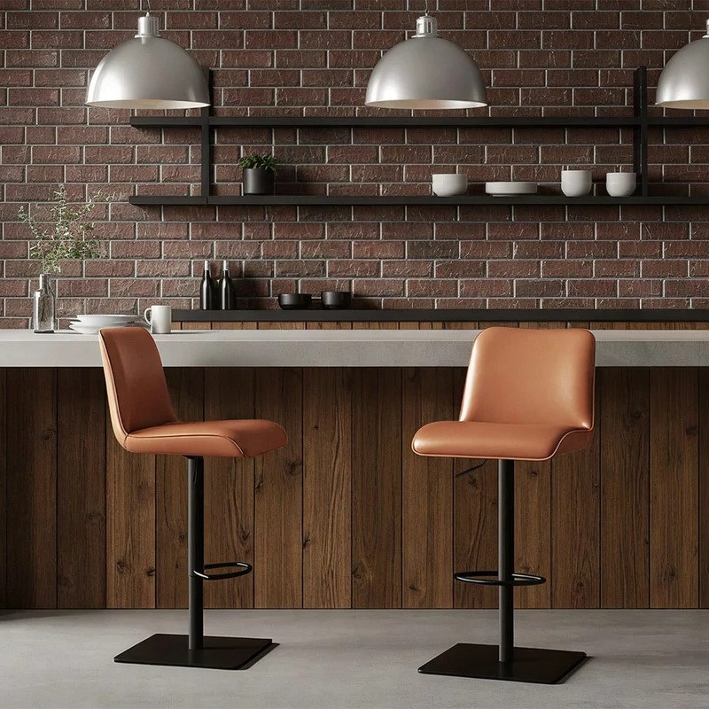 Tabouret Cuir Véritable - Lola Marron