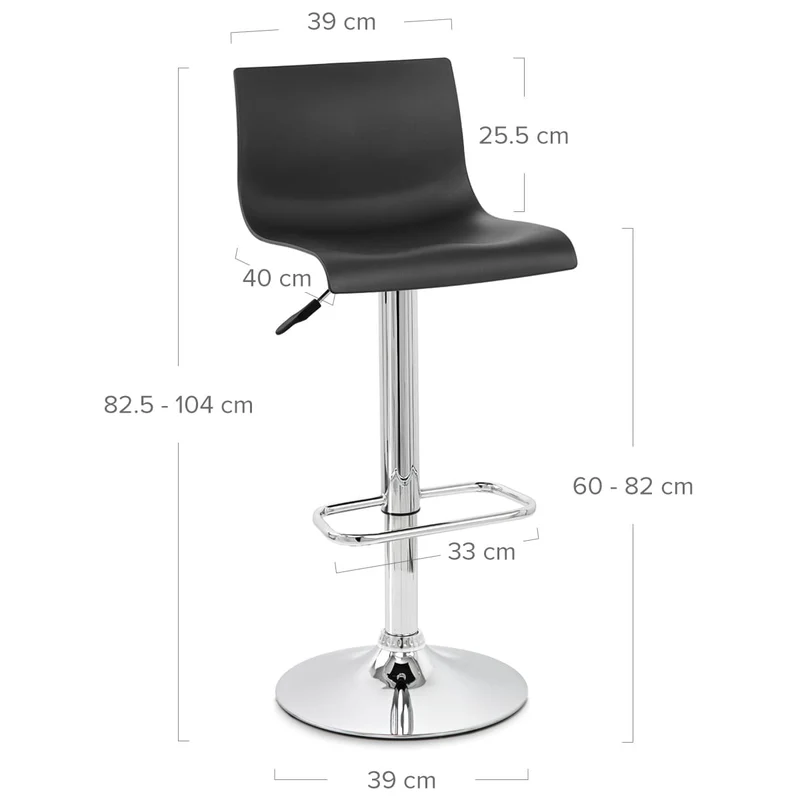 Chaise de Bar ABS Chrome - Serena Noir