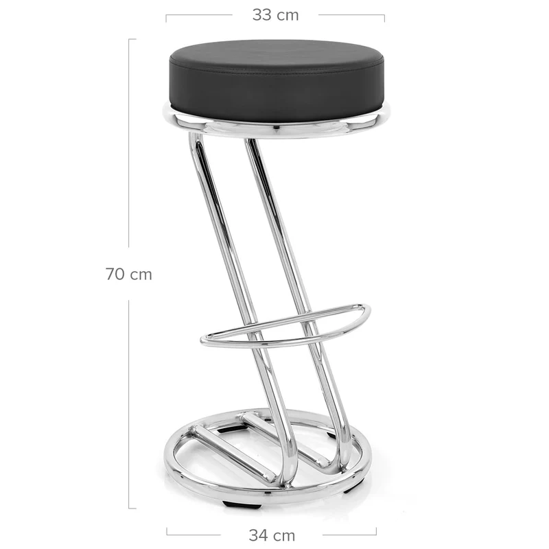 Tabouret Faux Cuir Chrome - Zaza Noir