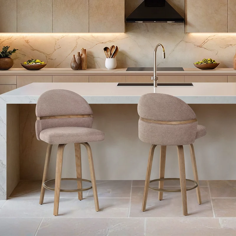 Tabouret Chêne Tissu - Odessa Marron