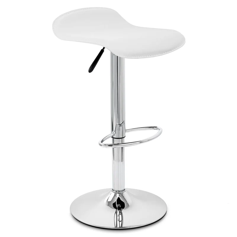 Chaise de Bar Faux Cuir Chrome - Zars Blanc