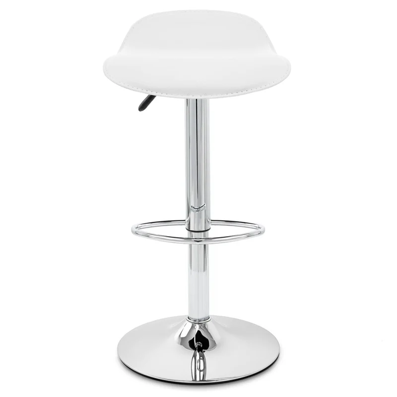 Chaise de Bar Faux Cuir Chrome - Zars Blanc