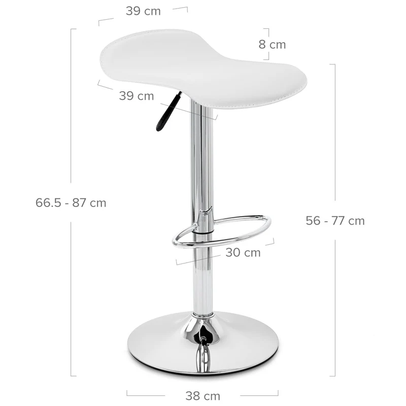 Chaise de Bar Faux Cuir Chrome - Zars Blanc