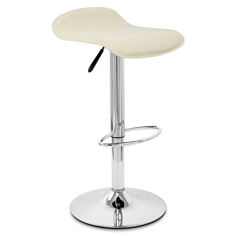 Chaise de Bar Faux Cuir Chrome - Zars Crème