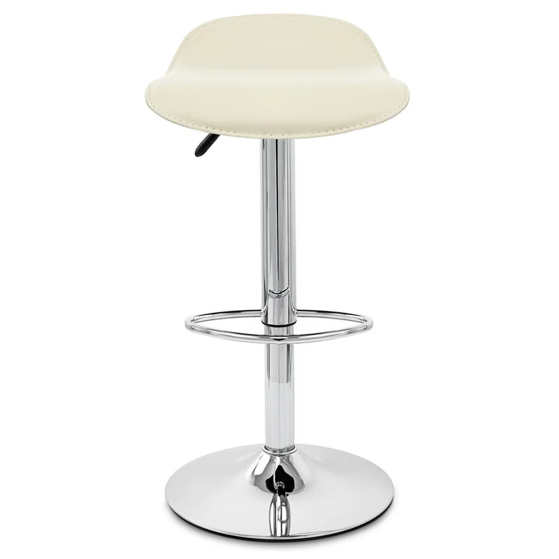 Chaise de Bar Faux Cuir Chrome - Zars Crème