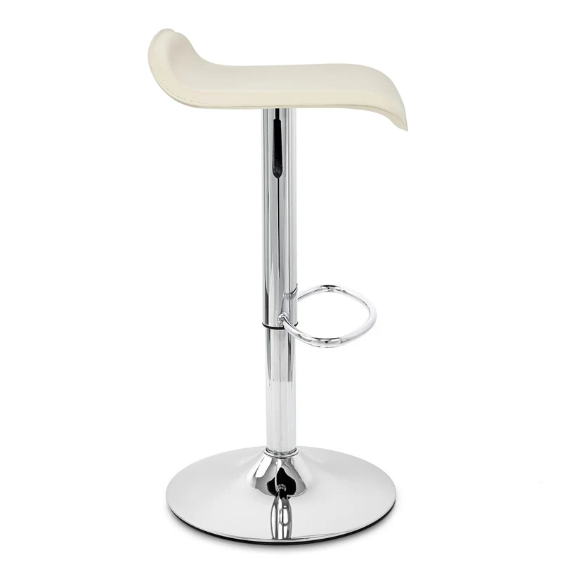 Chaise de Bar Faux Cuir Chrome - Zars Crème