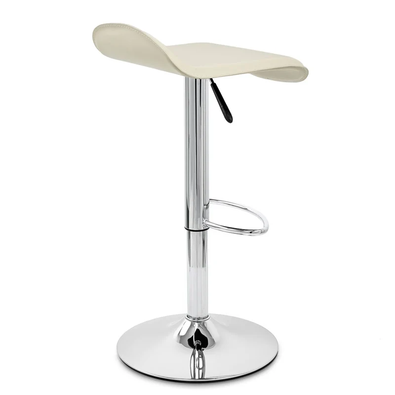 Chaise de Bar Faux Cuir Chrome - Zars Crème