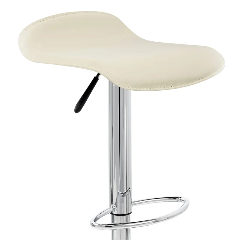 Chaise de Bar Faux Cuir Chrome - Zars Crème
