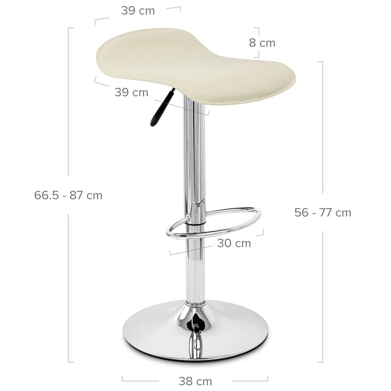 Chaise de Bar Faux Cuir Chrome - Zars Crème