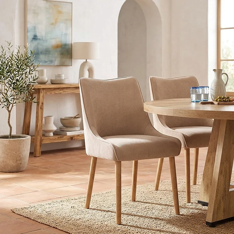 Chaise Tissu Bois - Isabella Crème