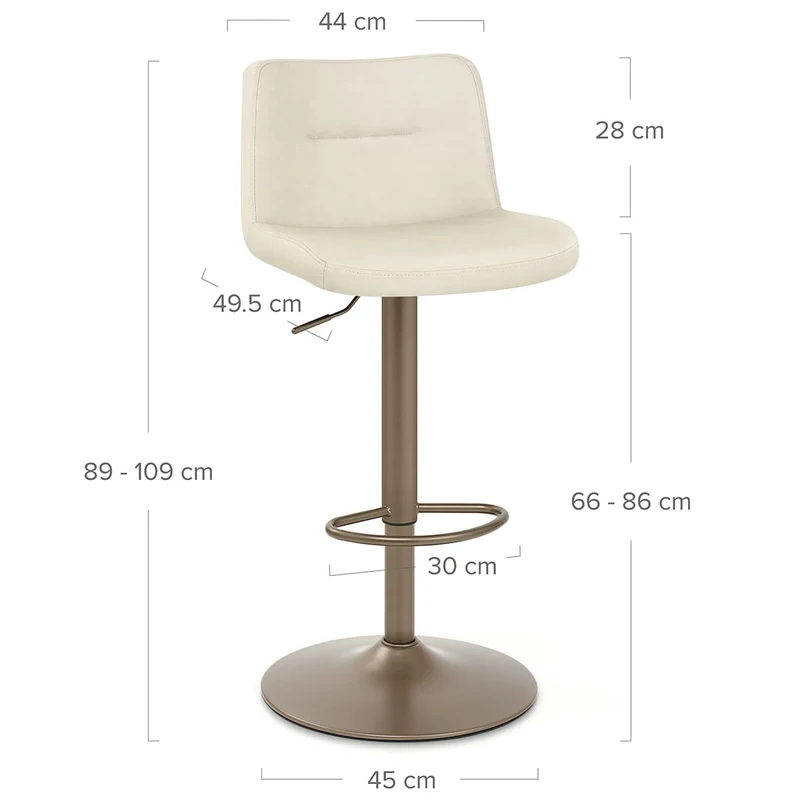 Tabouret de Bar Faux Cuir Antique - Utopia Crème