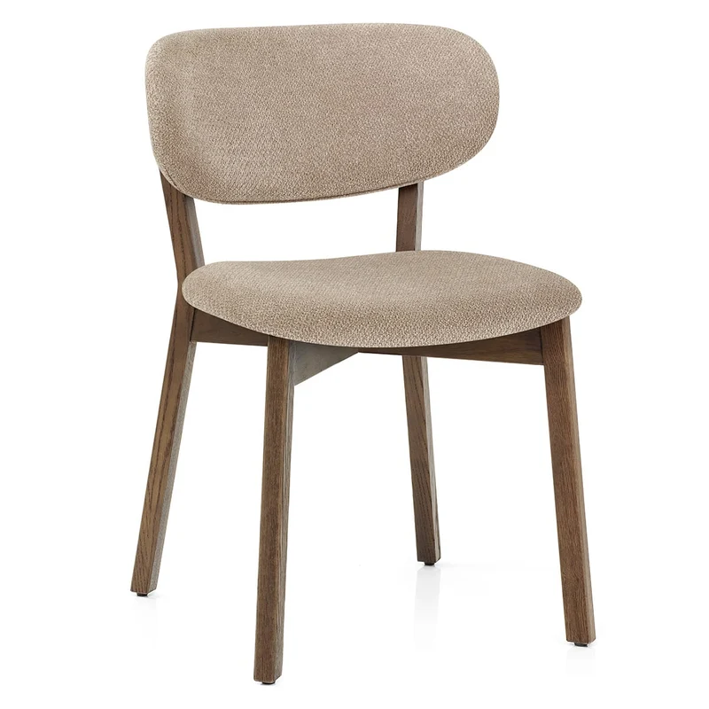 Chaise Chêne Clair Tissu - Maya Taupe