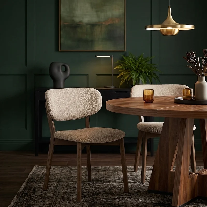 Chaise Chêne Clair Tissu - Maya Taupe