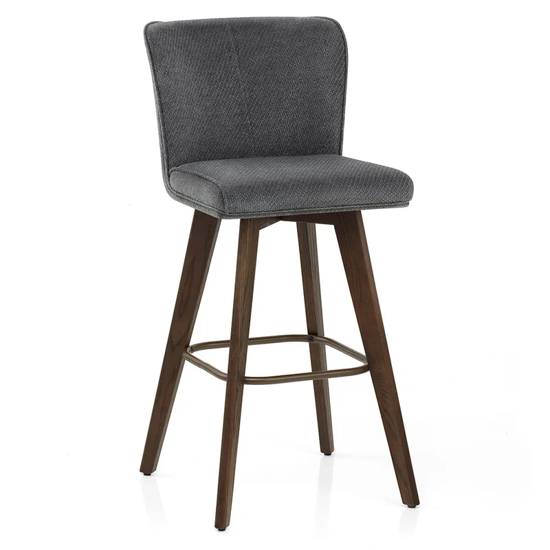 Tabouret Chêne foncé Tissu - Aldo Gris Foncé