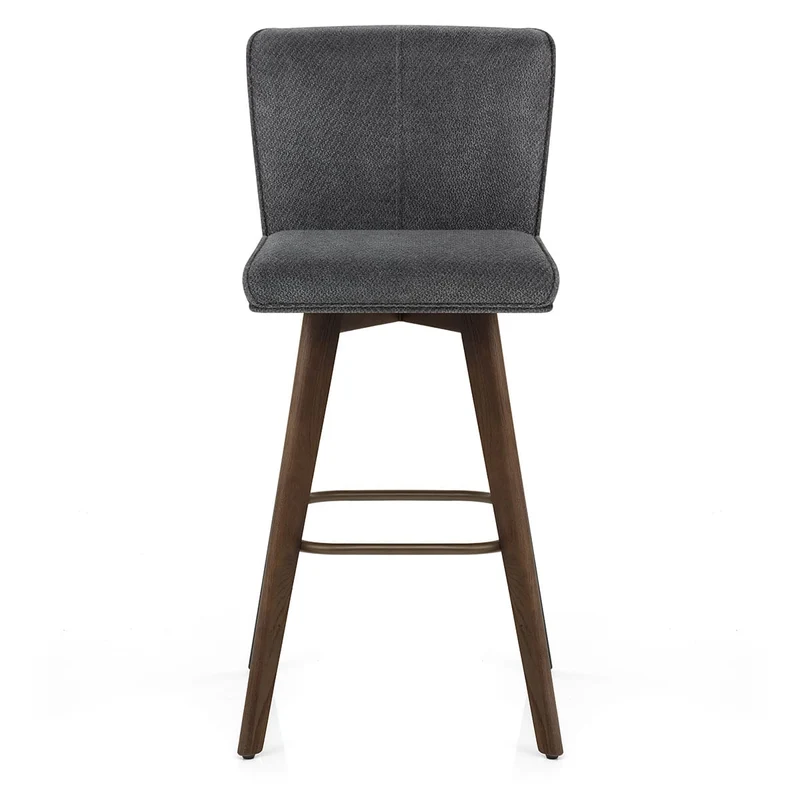 Tabouret Chêne foncé Tissu - Aldo Gris Foncé