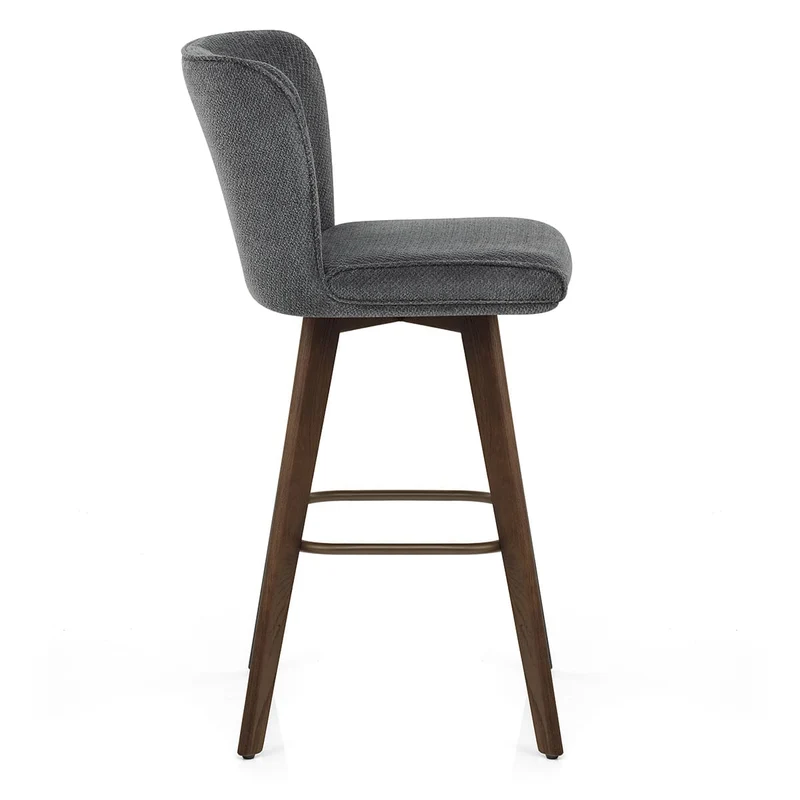 Tabouret Chêne foncé Tissu - Aldo Gris Foncé