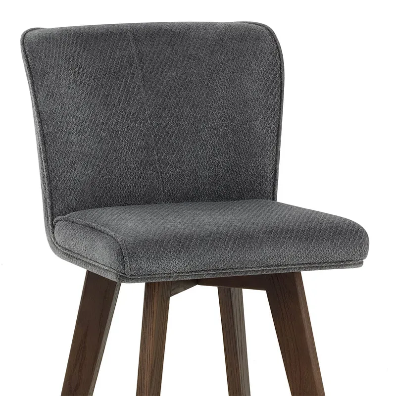 Tabouret Chêne foncé Tissu - Aldo Gris Foncé