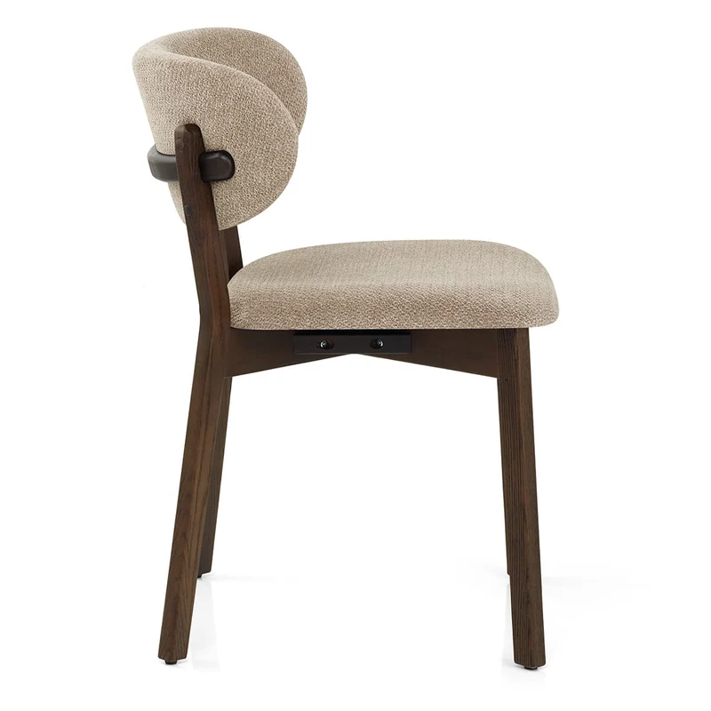 Chaise Chêne Foncé Tissu - Maya Crème