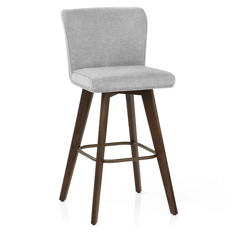 Tabouret Chêne foncé Tissu - Aldo Gris