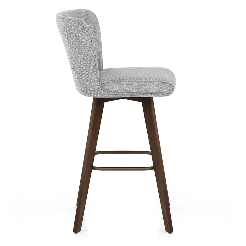 Tabouret Chêne foncé Tissu - Aldo Gris