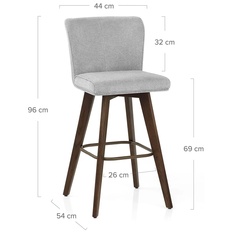 Tabouret Chêne foncé Tissu - Aldo Gris
