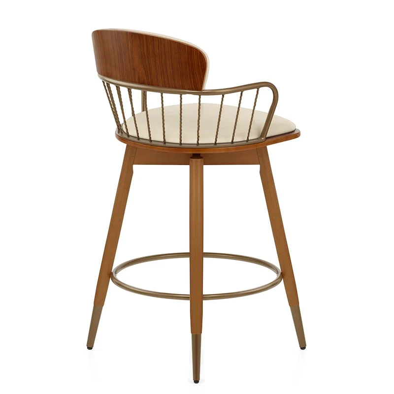 Tabouret Faux Cuir Bois - Opera Crème