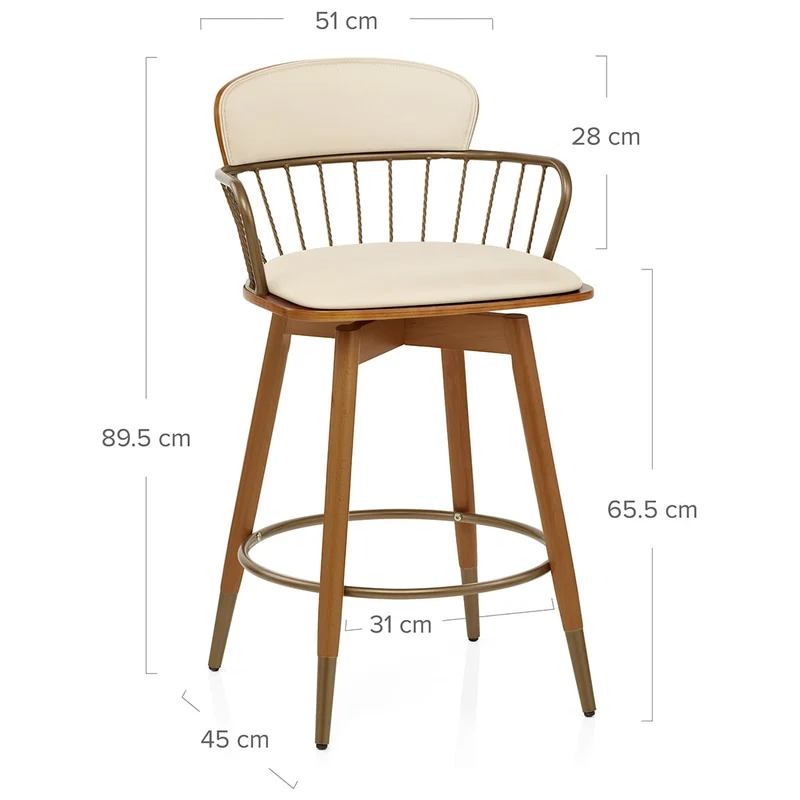 Tabouret Faux Cuir Bois - Opera Crème