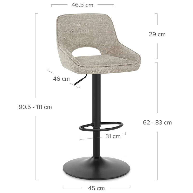Tabouret de Bar Tissu - Paris Taupe