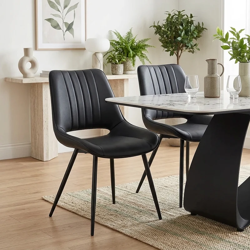 Chaise Faux Cuir - Priya Noir