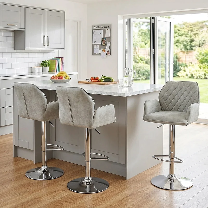 Chaise de bar Faux Daim - Harvard Gris