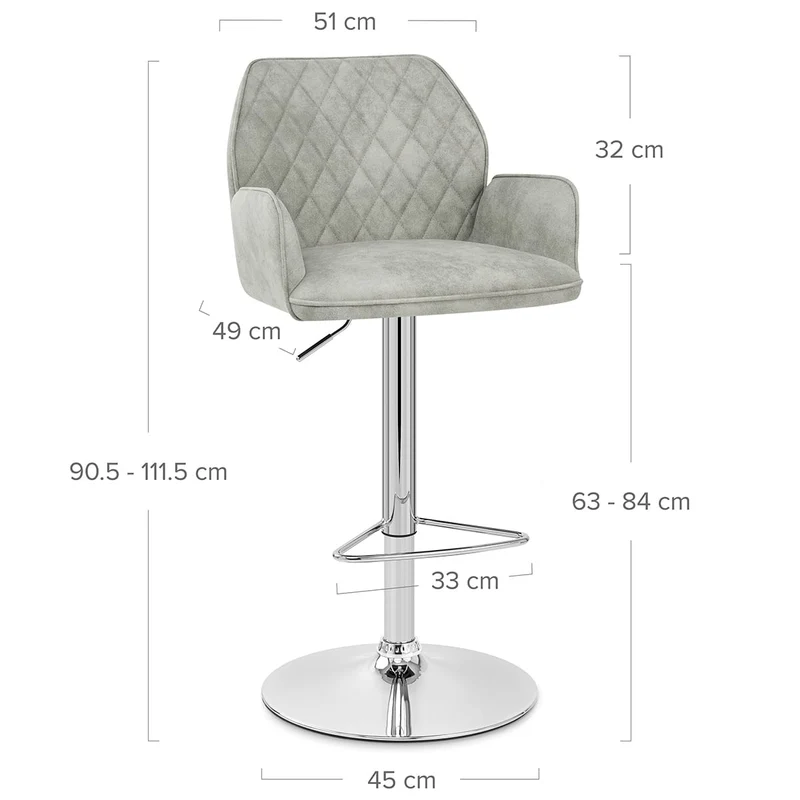 Chaise de bar Faux Daim - Harvard Gris