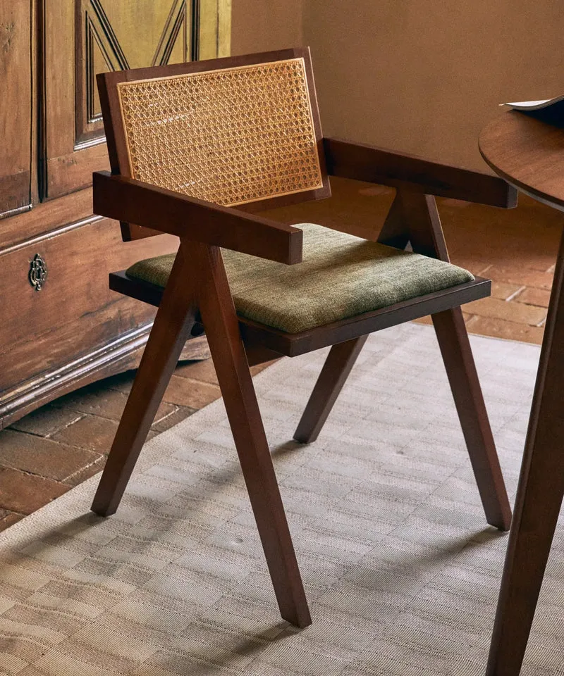 Silla de Comedor en Madera Tapizada con Reposabrazos Pauline Arms