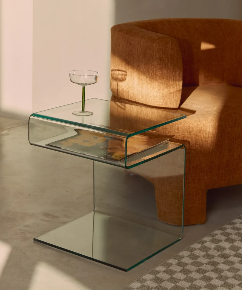 Mesa Auxiliar de Cristal Templado Saura