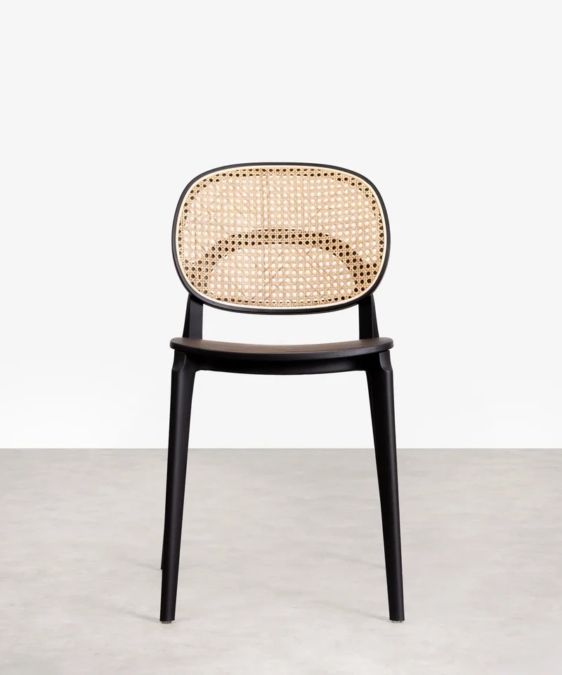 Silla de Comedor en Polipropileno Madera y Ratán Calista