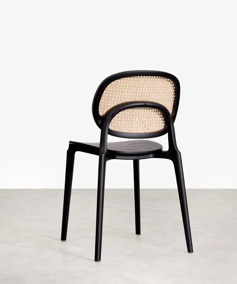 Silla de Comedor en Polipropileno Madera y Ratán Calista