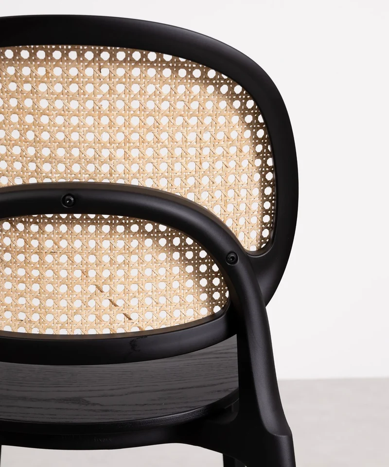 Silla de Comedor en Polipropileno Madera y Ratán Calista