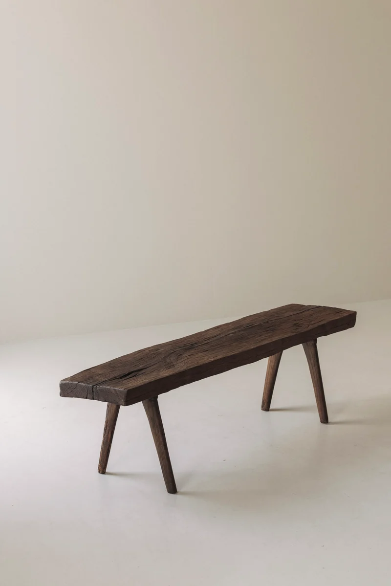 Primitive Rustic Bench in Oak, France, Early 20th Century
