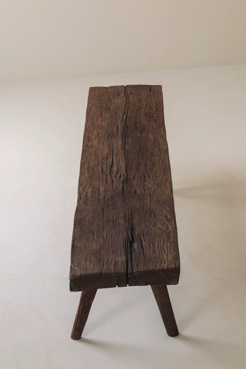 Primitive Rustic Bench in Oak, France, Early 20th Century