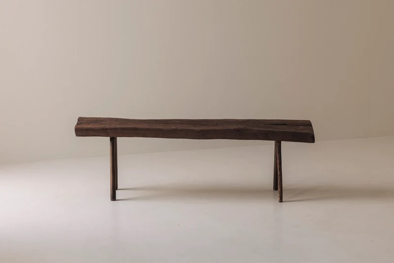 Primitive Rustic Bench in Oak, France, Early 20th Century